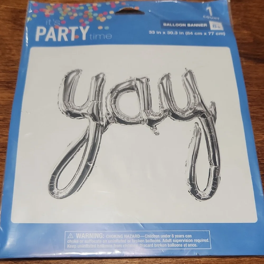Silver 'Yay' Balloon Banner